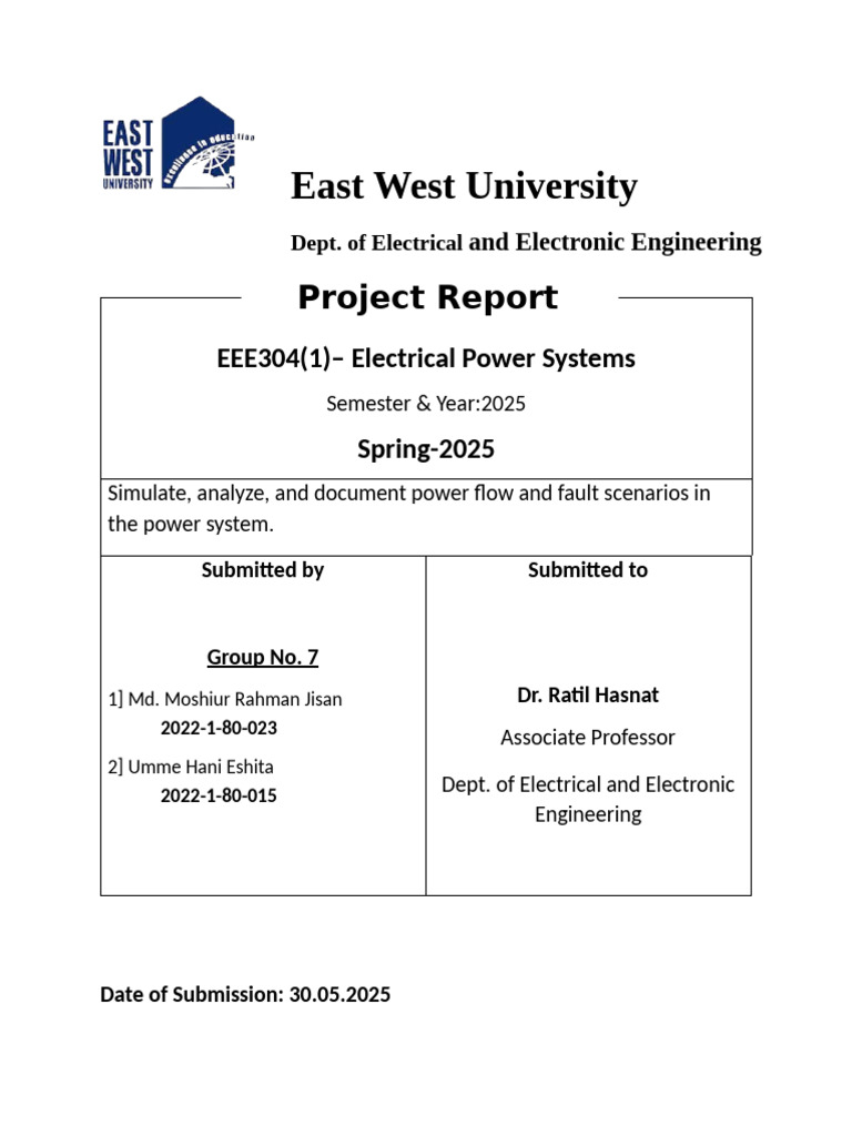 EEE304 S1 Project Report G7 | PDF | Power Engineering | Electronic ...