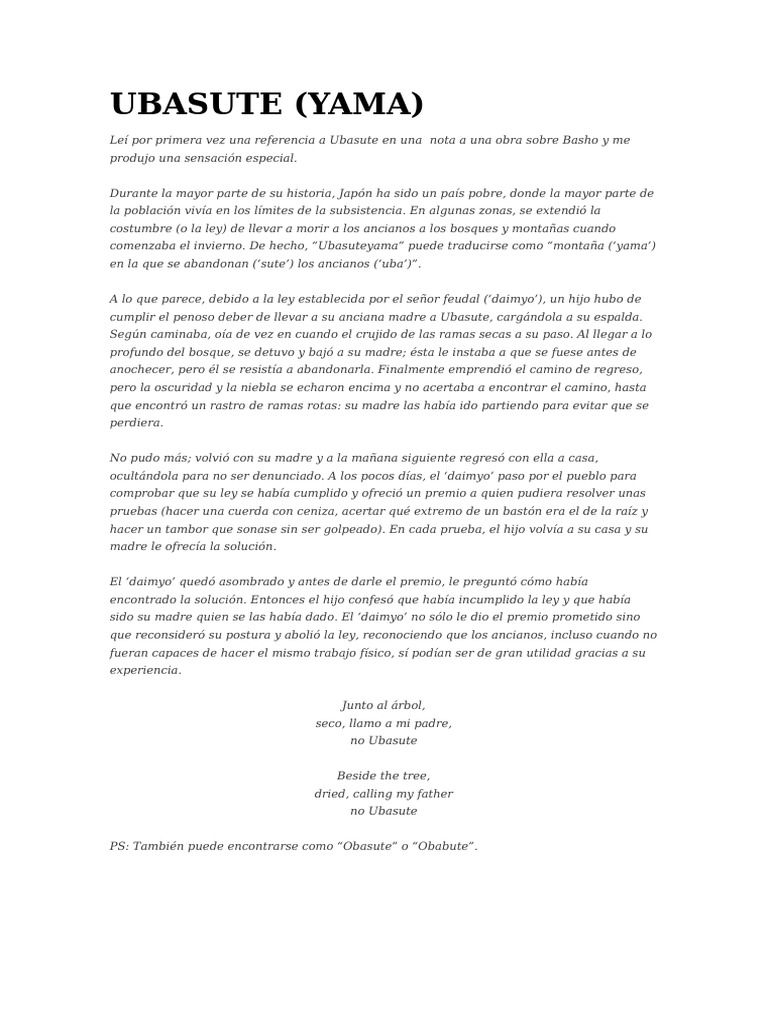 UBASUTE Yama Literatura Japonesa | PDF