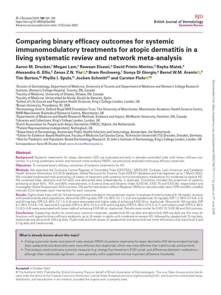 Efficacy of Systemic Treatments for AD | PDF | Systematic Review ...