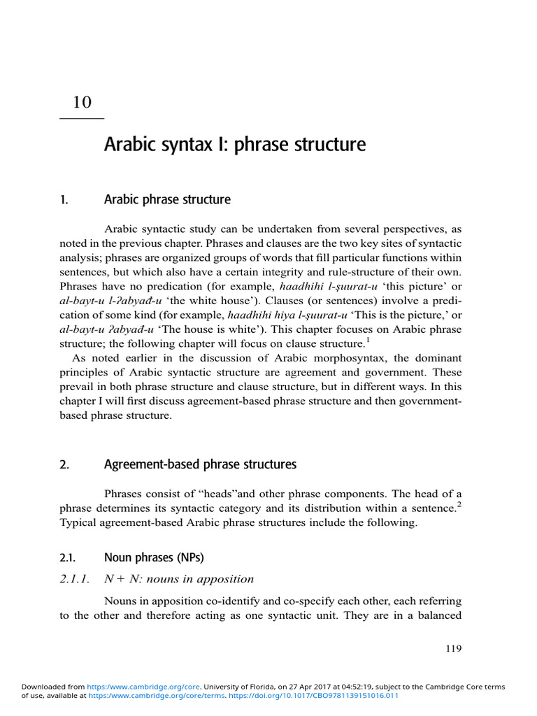 Arabic Phrase Structure Analysis | PDF | Phrase | Syntax