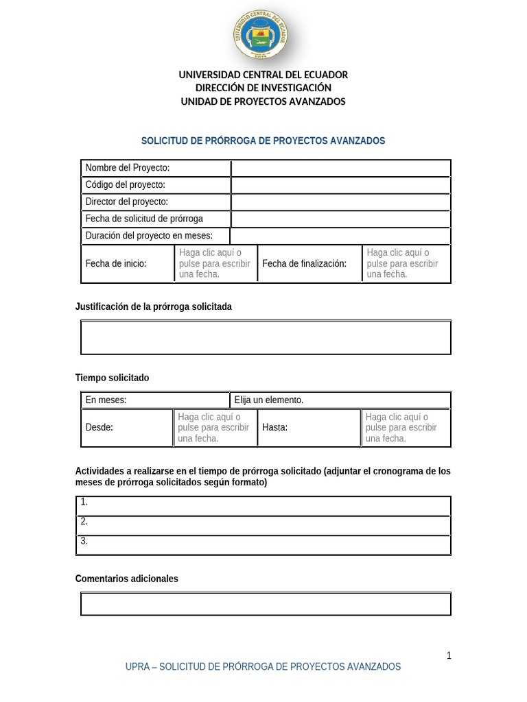 FORMATO SOLICITUD DE PRORROGA | PDF