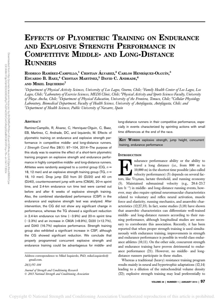 Effects of Plyometric Training On Endurance | PDF | Strength Training ...