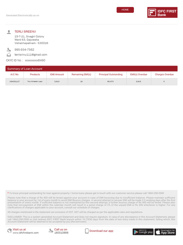 Statement of Accounts - 194201295 | PDF | Credit Card | Payments