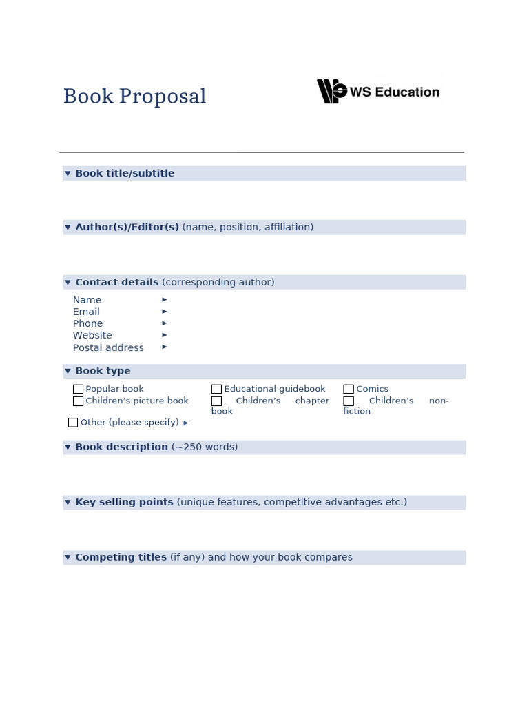 Ws Book Proposal Form Pdf