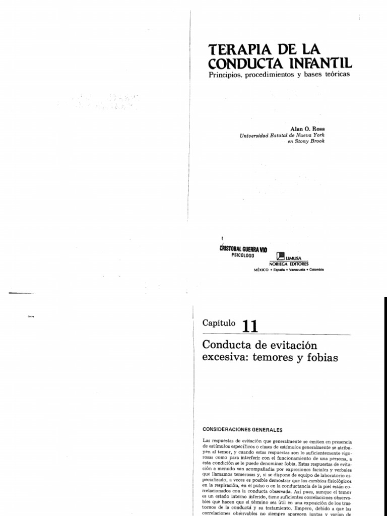 Terapia de La Conducta Infantil Cap. 11 Fobias | PDF