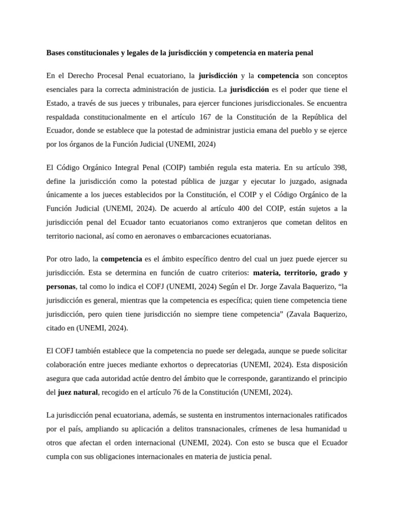 Jurisdicción y Competencia Penal en Ecuador | PDF | Jurisdicción ...