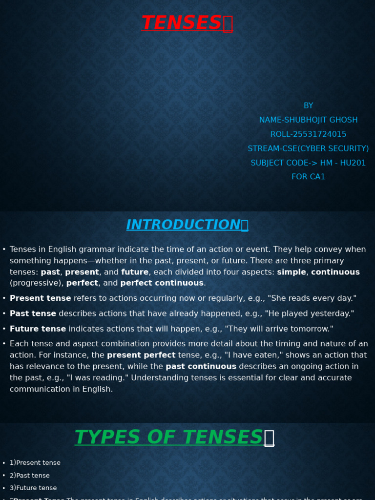 Understanding 12 English Tenses | PDF | Grammatical Tense | Perfect ...