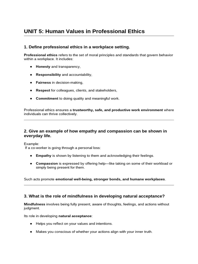 Professional Ethics and Human Values Guide | PDF | Value (Ethics ...