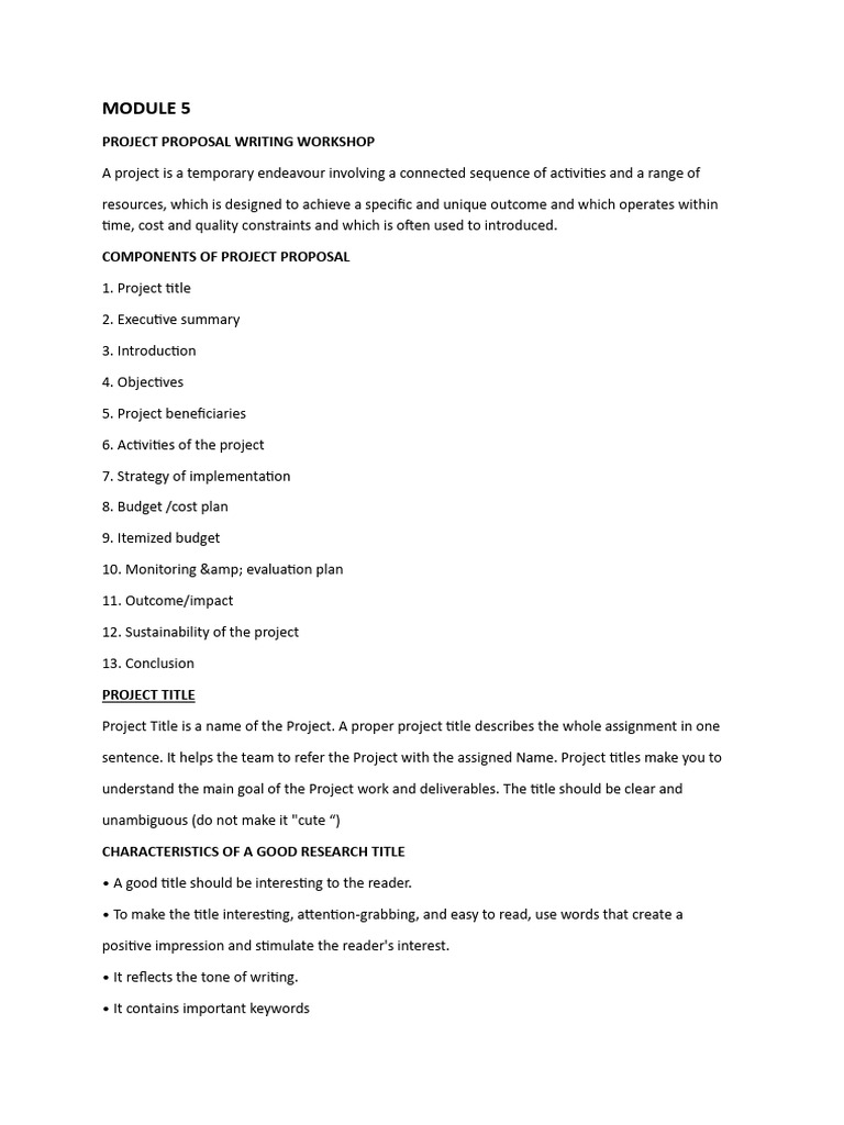 Project Proposal Writing Essentials | PDF | Goal | Budget