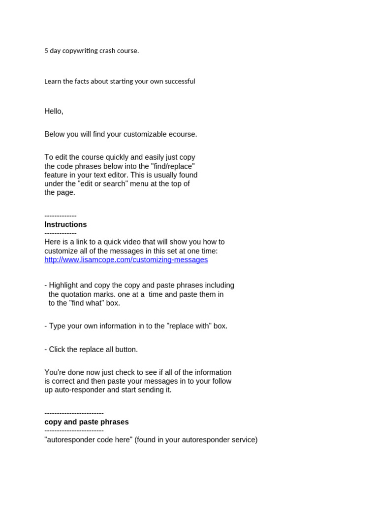 5-Day Copywriting Crash Course | PDF | Advertising | Copywriting