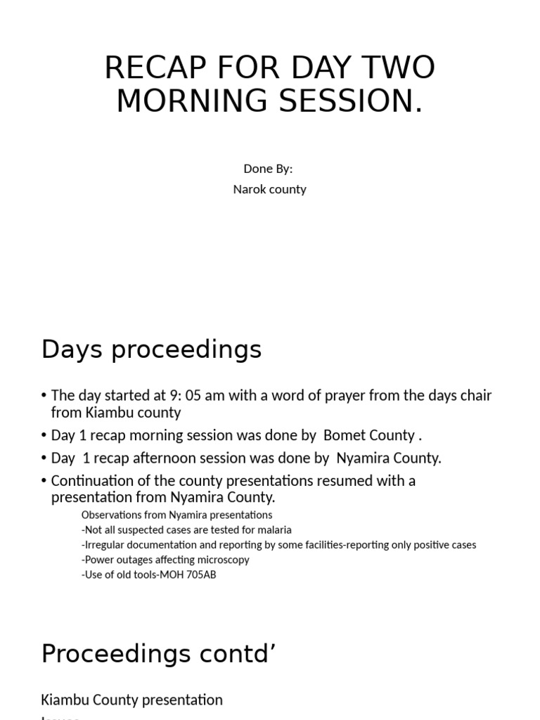 Recap For Day Two Morning Session | PDF
