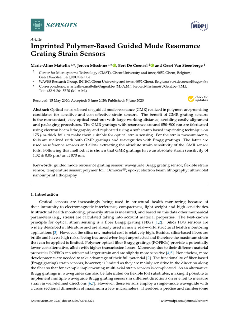 GMR Grating Strain Sensors in Polymers | PDF | Surface Plasmon ...