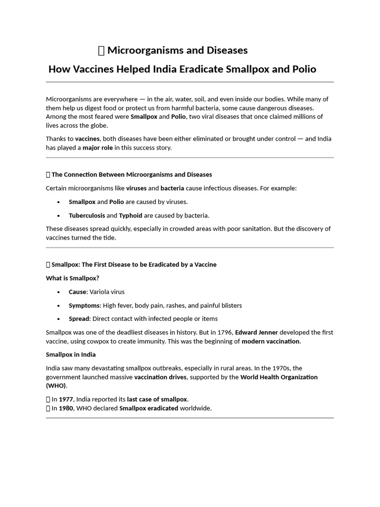 India’s Vaccine Success: Smallpox & Polio | PDF | Smallpox | Vaccines