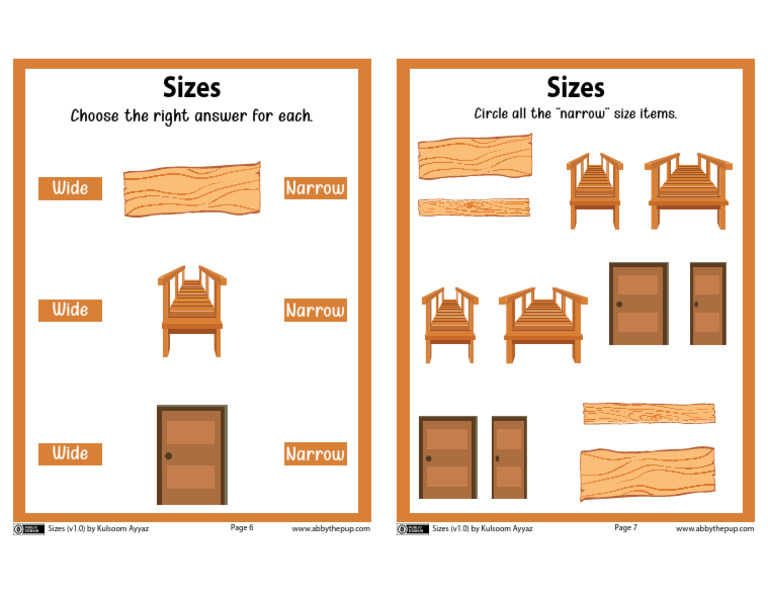 Wide and Narrow Size Worksheet | PDF