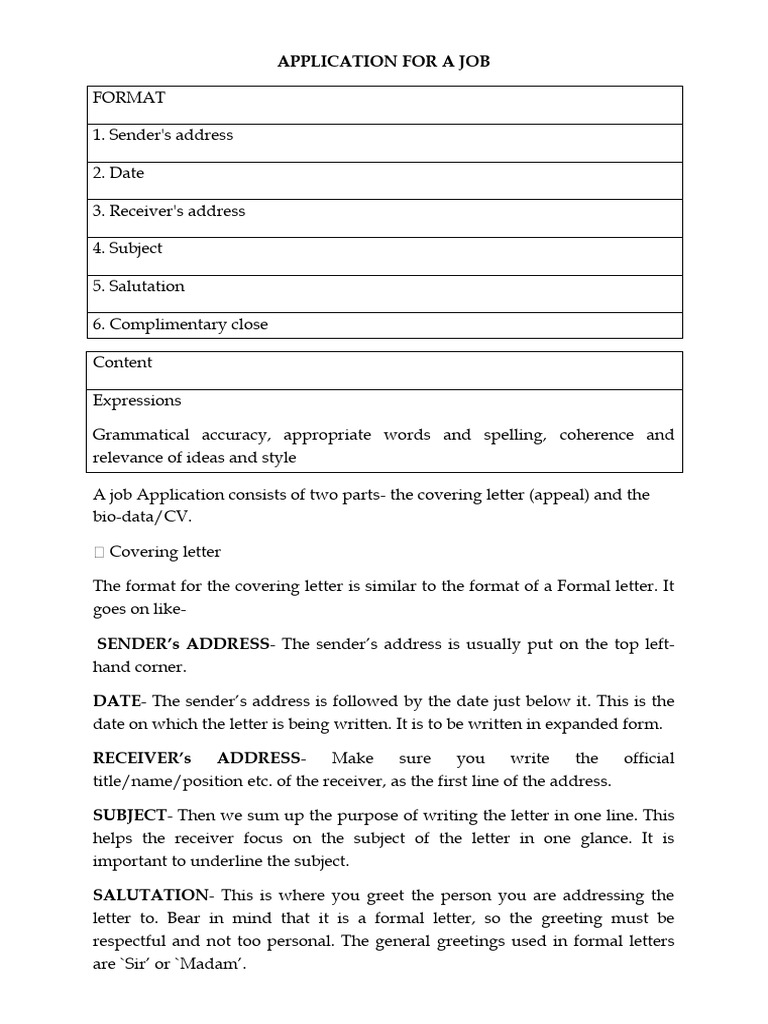 Job Application Format Guide | PDF