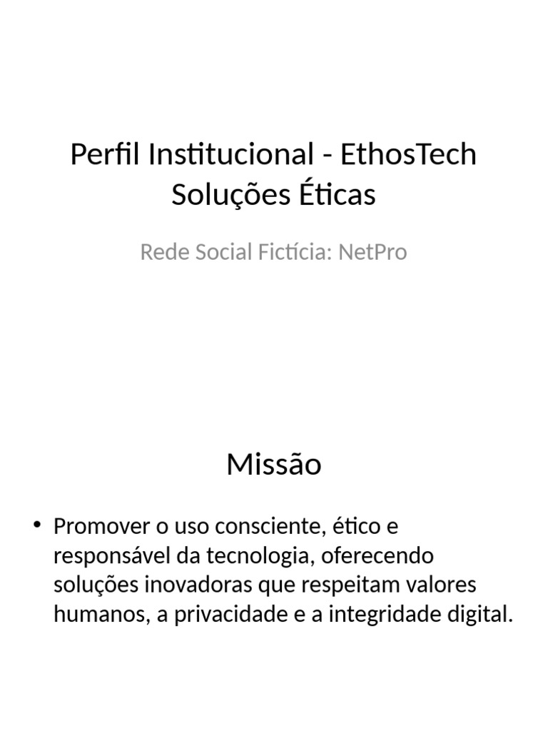 Ética e Inovação Digital na EthosTech | PDF
