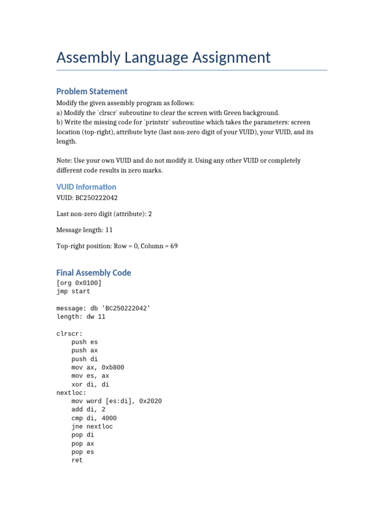 Assembly VUID BC250222042 | PDF