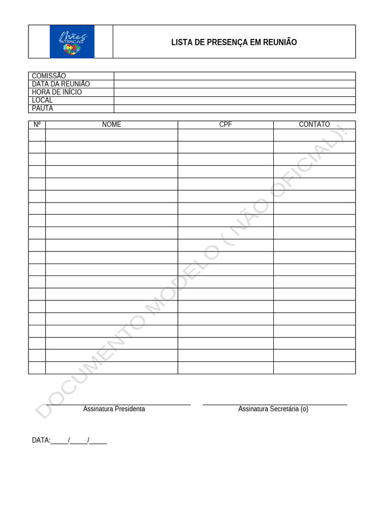 Lista de Presença em Reunião | PDF