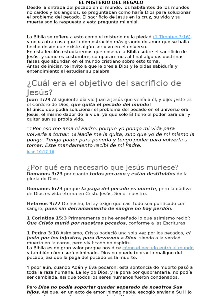 El Sacrificio de Jesús: Amor y Redención | PDF | Pecado | Cristo (título)