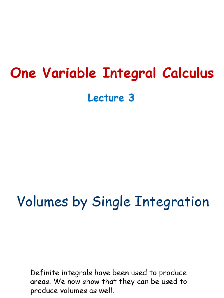 Volume Calculation Methods in Calculus | PDF | Area | Volume