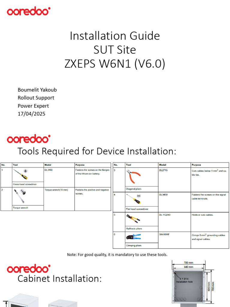 Installation Guide SUT Site ZXEPS W6N1 (V6.0) | PDF | Electrical