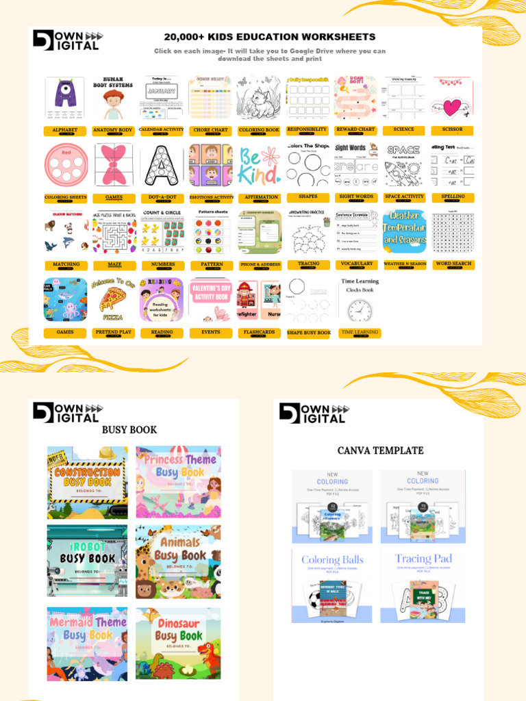 Kids Education Worksheets Collection | PDF