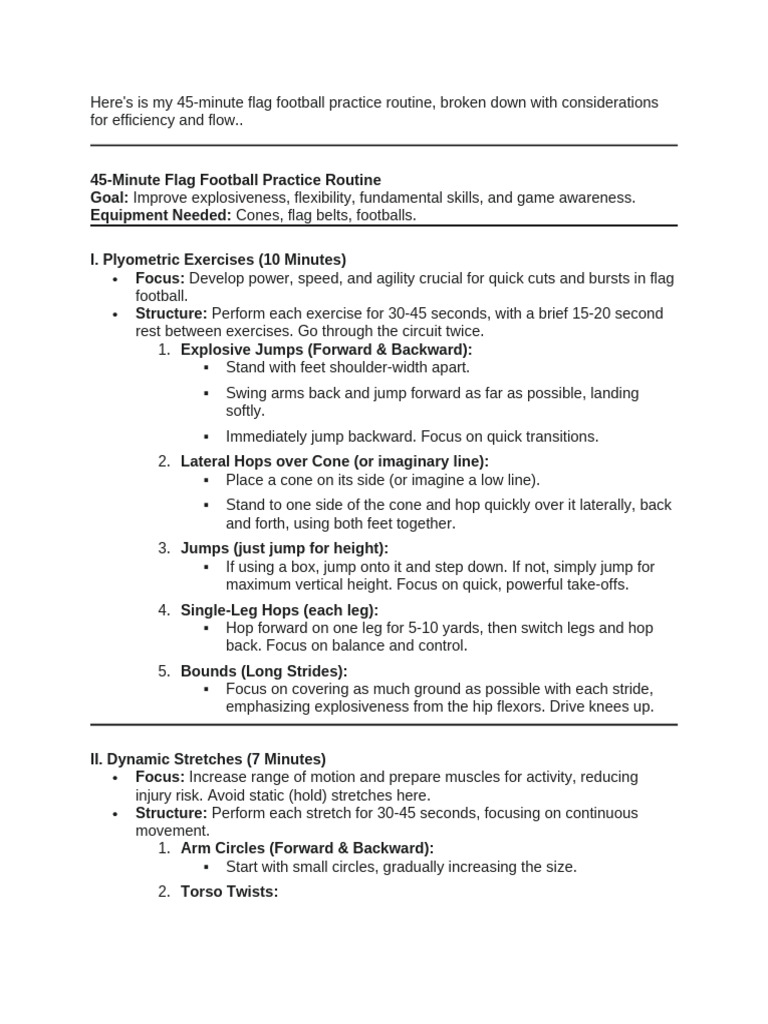 Flag Football Practice Routine Guide | PDF