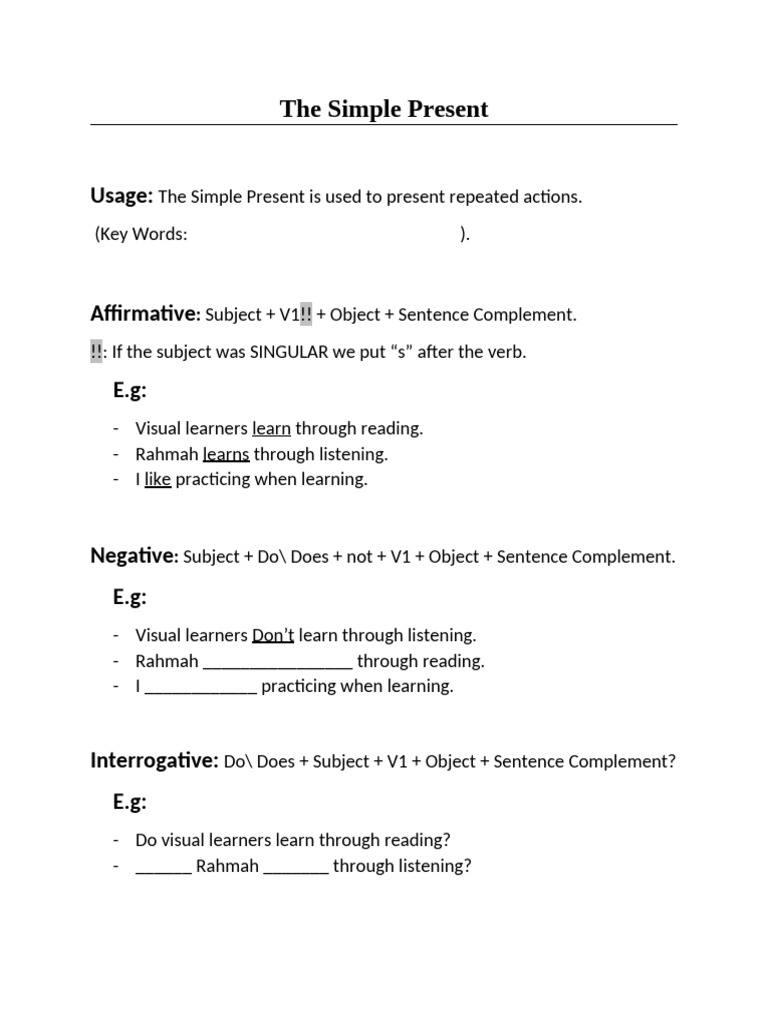 The Simple Present: Usage | PDF