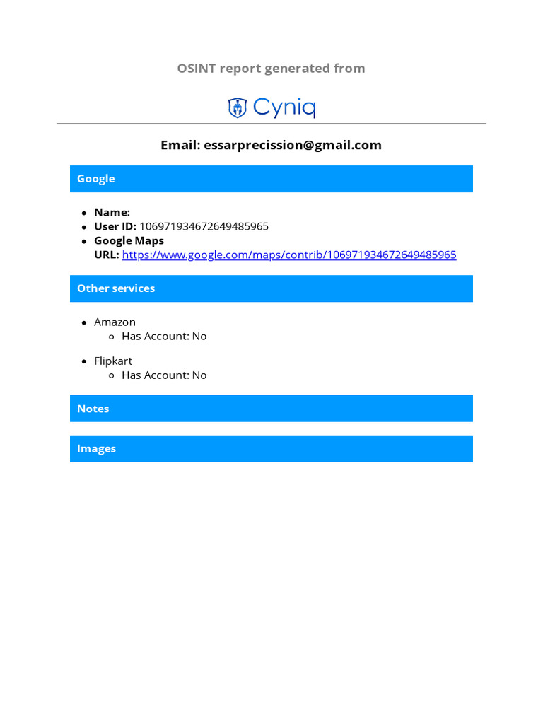 Essarprecission@Gmail - Com Cyniq Report | PDF