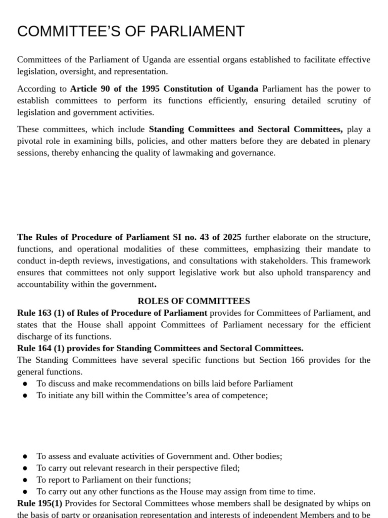 Committee's of Parliament | PDF | Committee | Bill (Law)