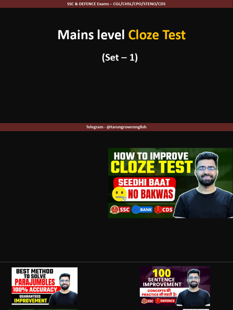 Cloze Test for SSC & Defence Exams | PDF | Climate Change | Mountains