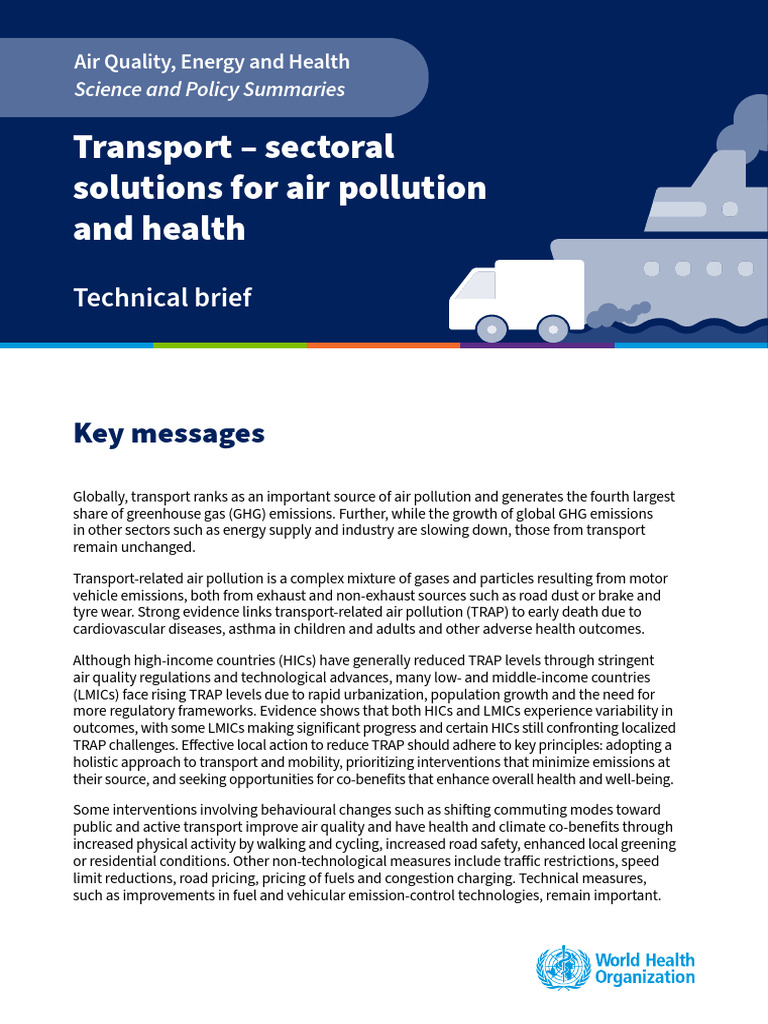 Transport's Impact on Air Quality and Health | PDF | Air Pollution ...
