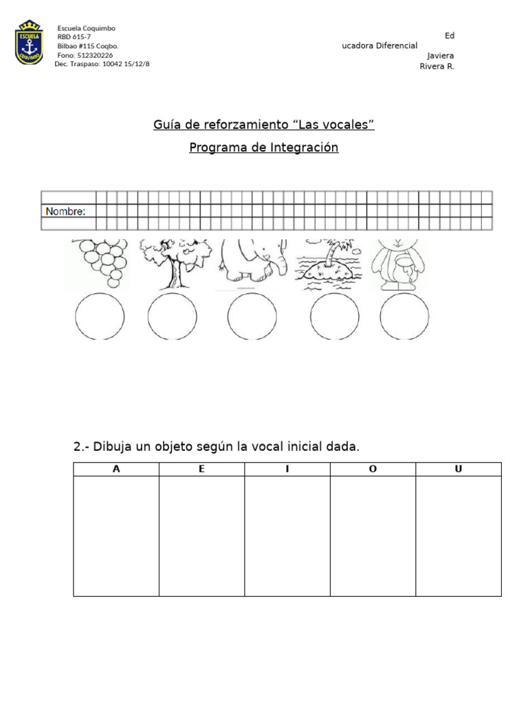 Reforzamiento de Vocales | PDF
