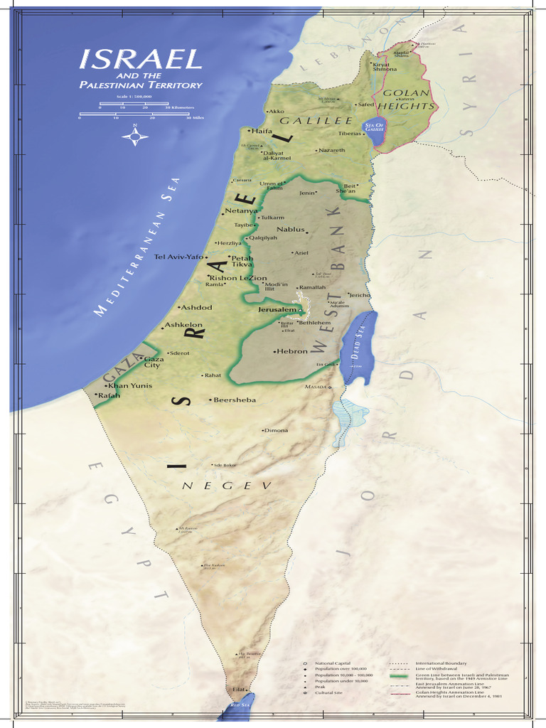Israel and Palestinian Territory Map | PDF | Green Line (Israel ...