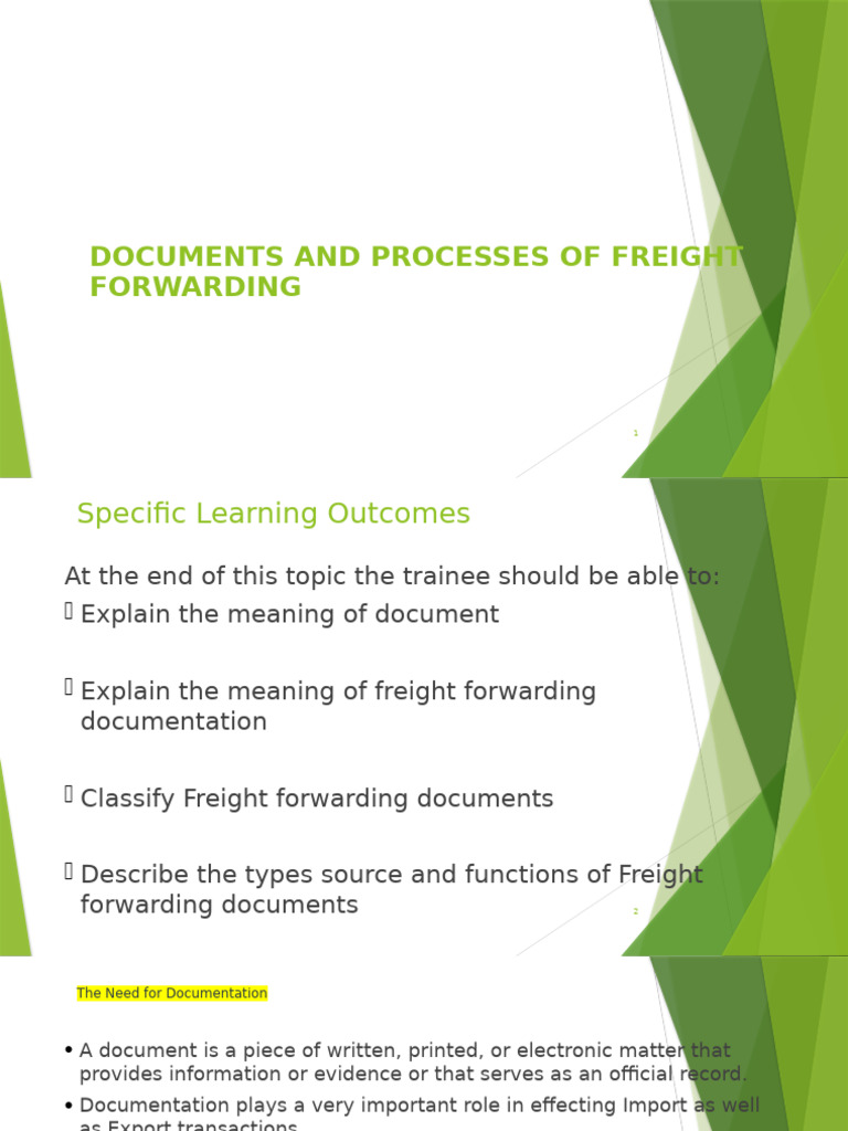 Freight Forwarding Documentation Overview | PDF | Bill Of Lading ...