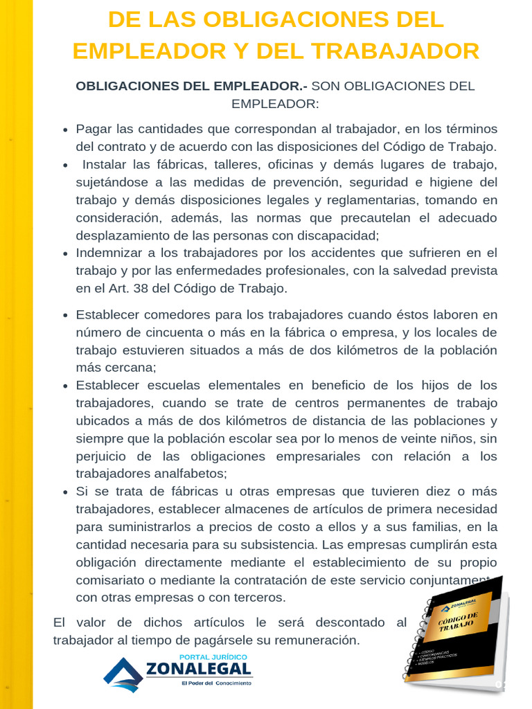 Obligaciones del Empleador según el Código de Trabajo | PDF | Salario
