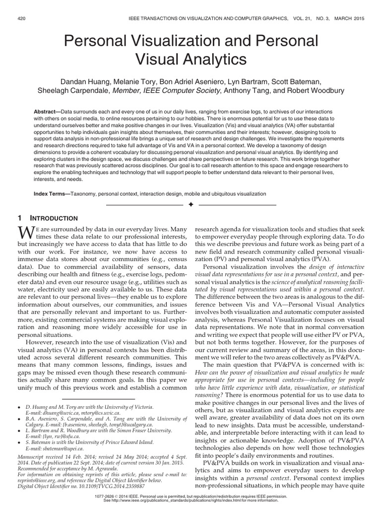 Personal Visualization in Daily Life | PDF | Data | Analytics