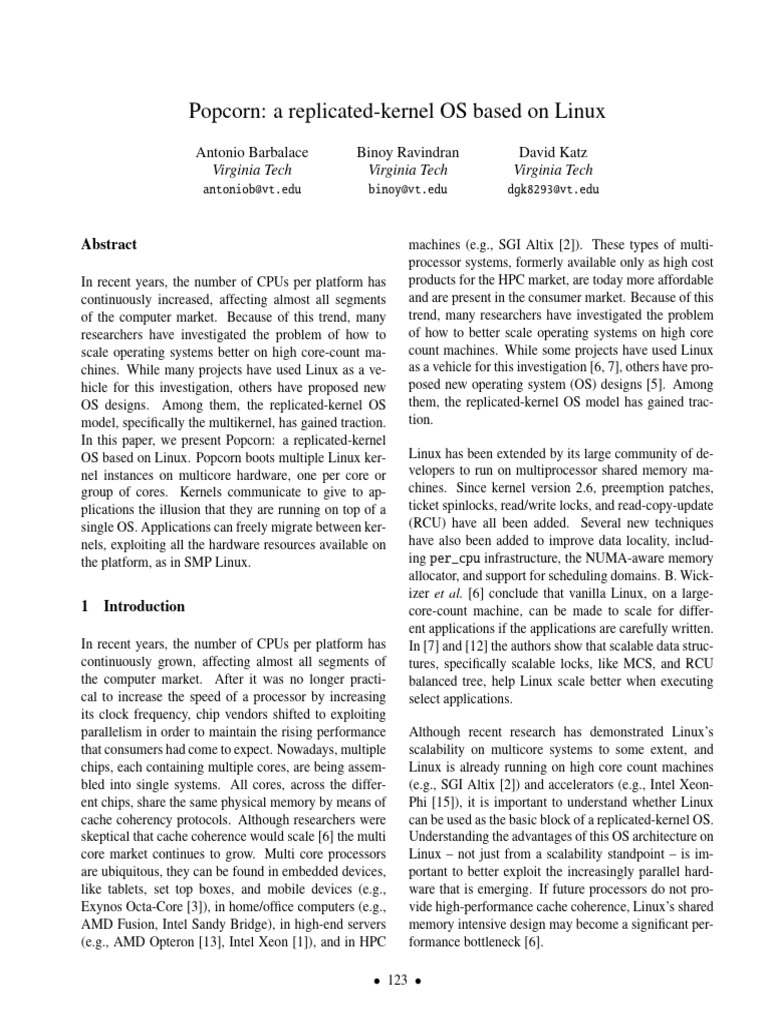 Popcorn: A Replicated-Kernel OS | PDF | Kernel (Operating System ...