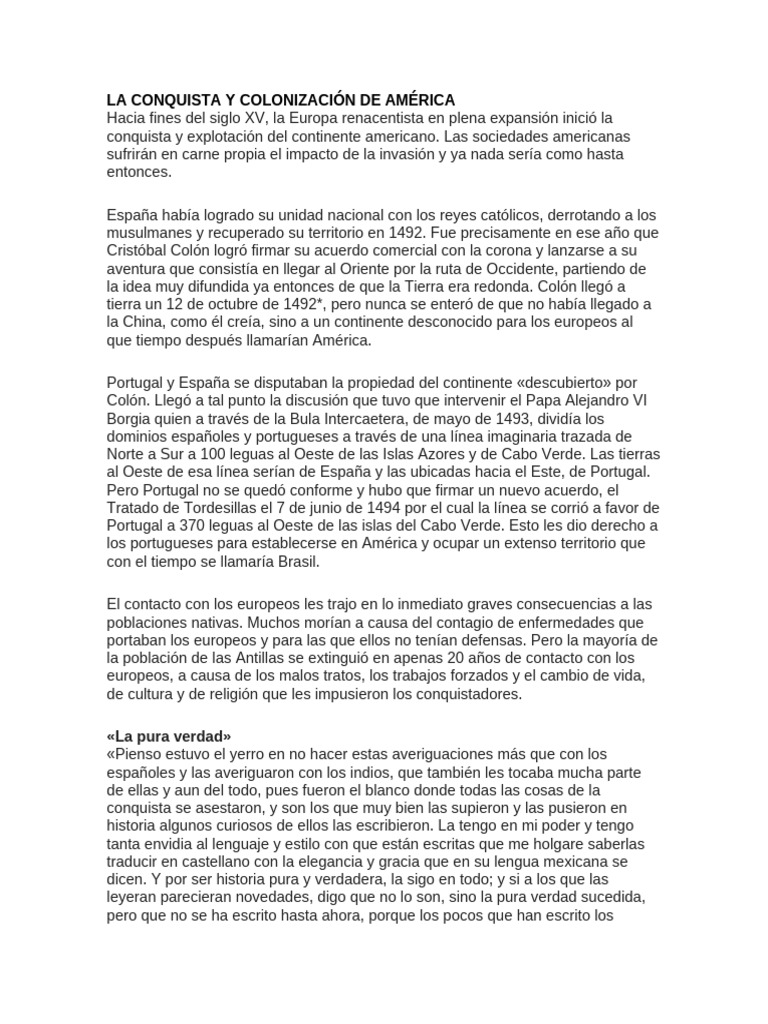 Resumen de la Conquista de América | PDF