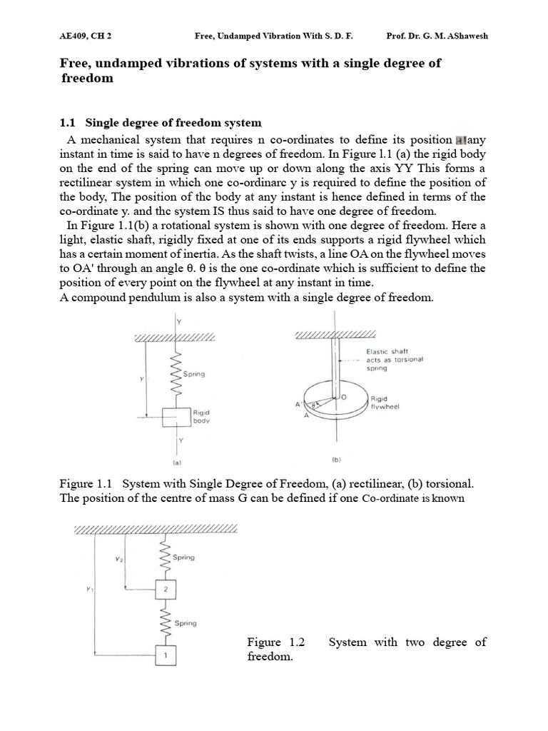 Free Undamped Vibration in SDF Systems | PDF | Rotation Around A Fixed ...