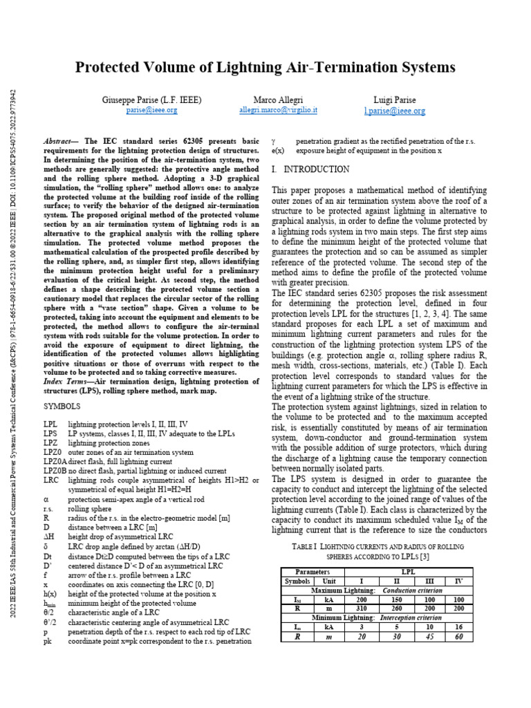 Lightning Protection Volume Analysis | PDF | Sphere | Volume