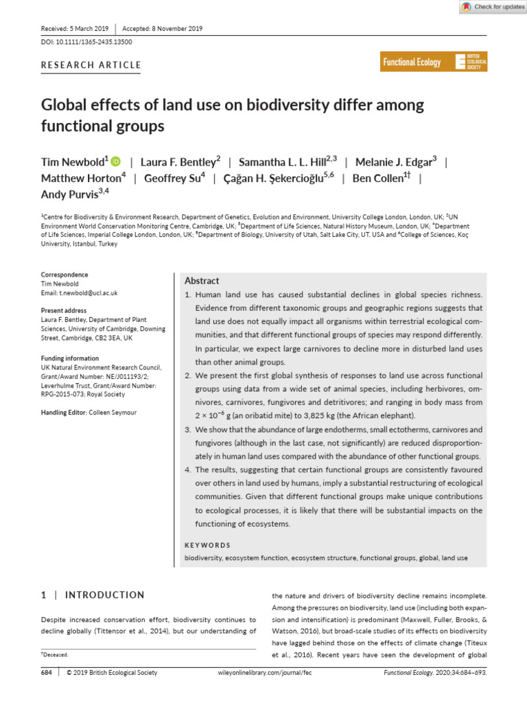 Land Use Impacts on Biodiversity Groups | PDF | Food Web | Ecology