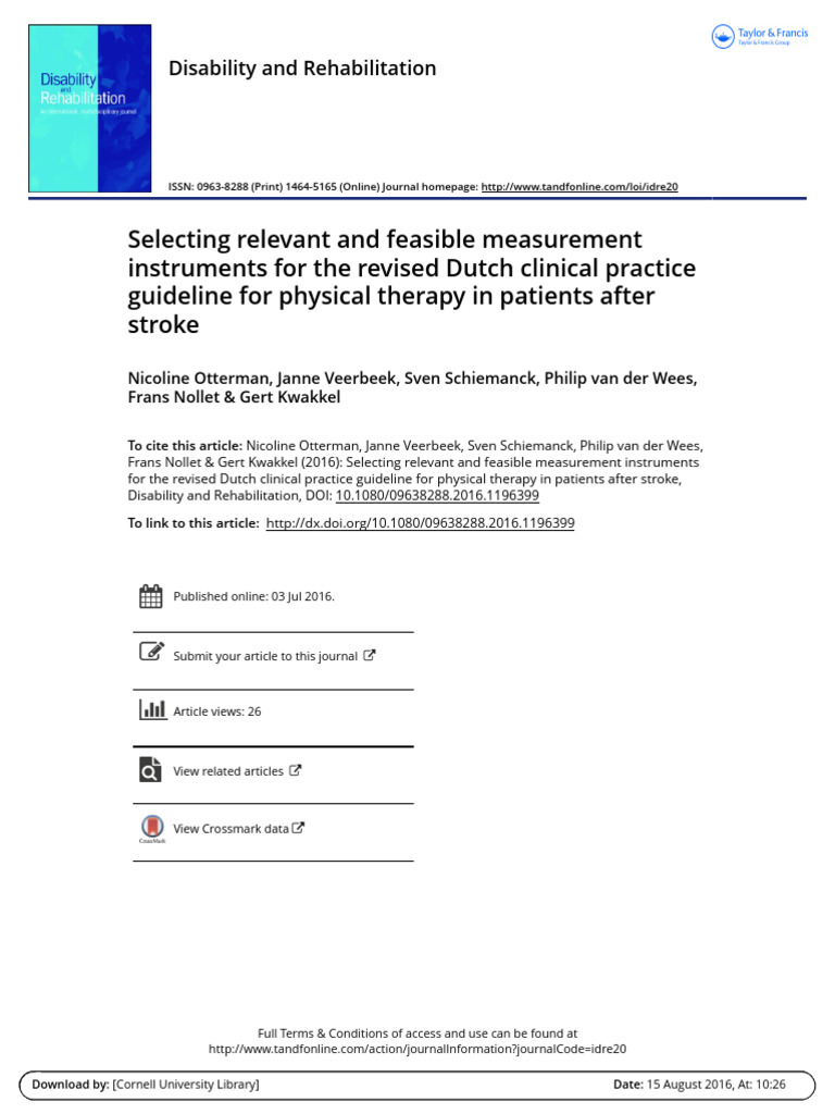 Revised Dutch Stroke Therapy Guidelines | PDF | Physical Therapy | Stroke
