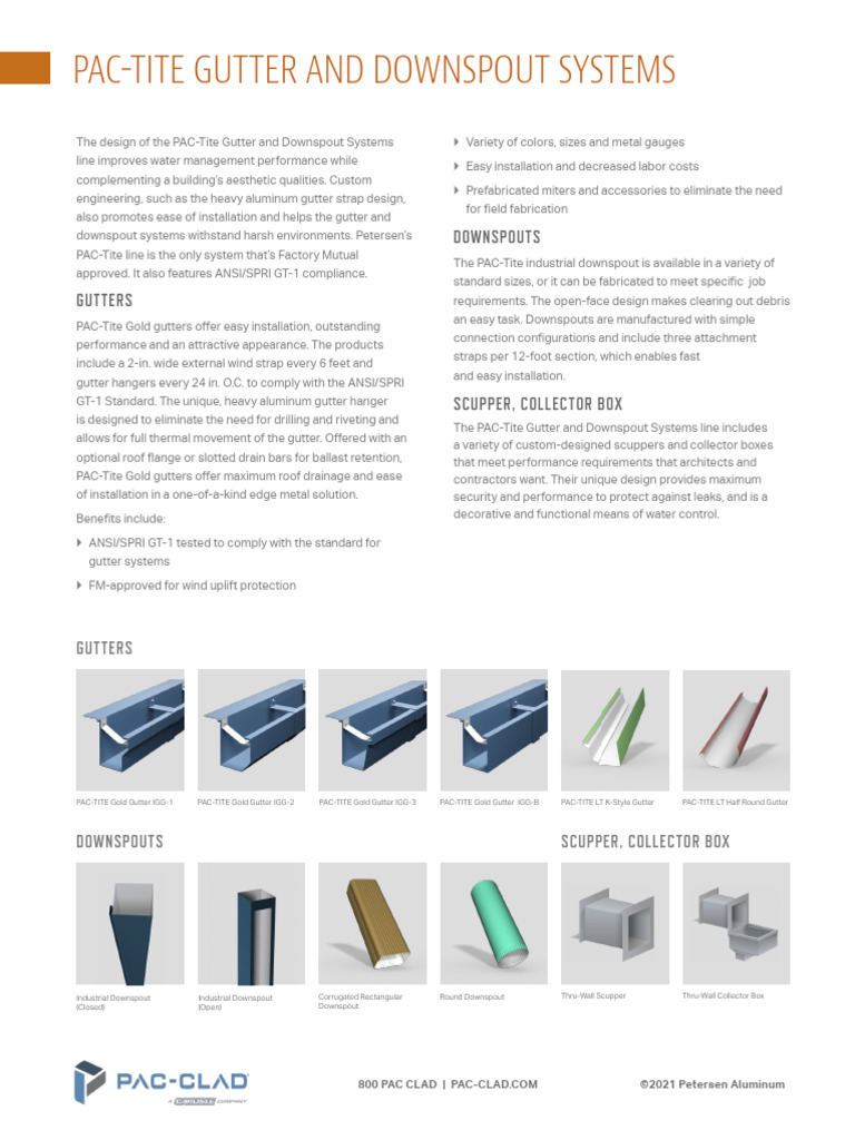 PAC-Tite Gutter and Downspout Systems | PDF