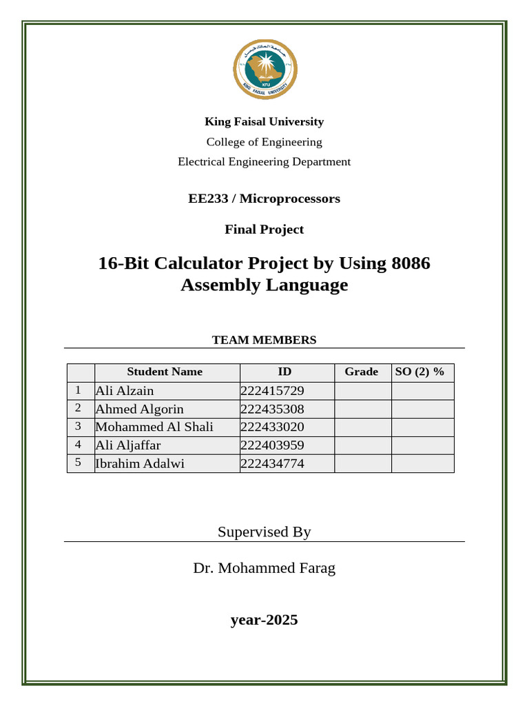 16-Bit Calculator Using 8086 Assembly | PDF | Trigonometric Functions ...