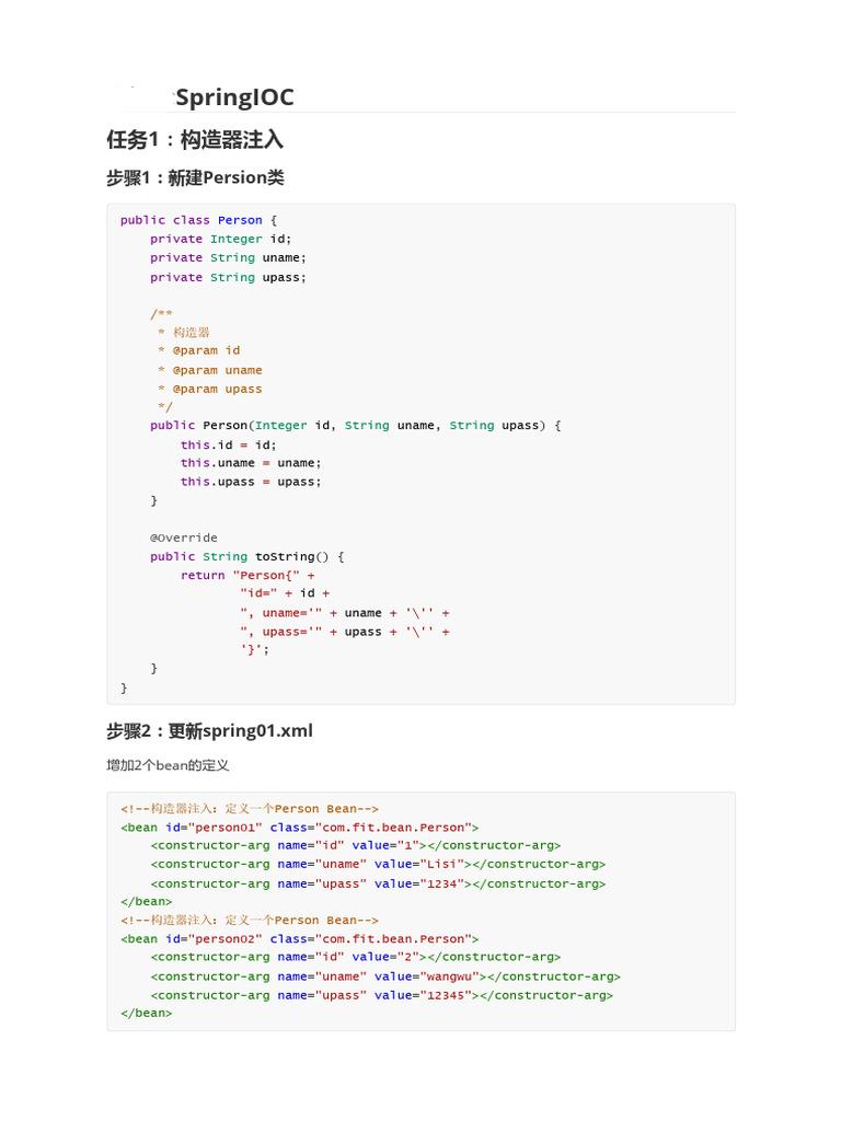Spring IOC: Bean Injection Examples | PDF | Boolean Data Type ...