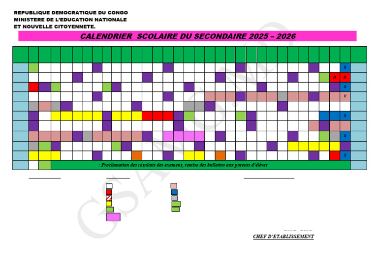 Calendrier Scolaire 2025-2026 RDC | PDF