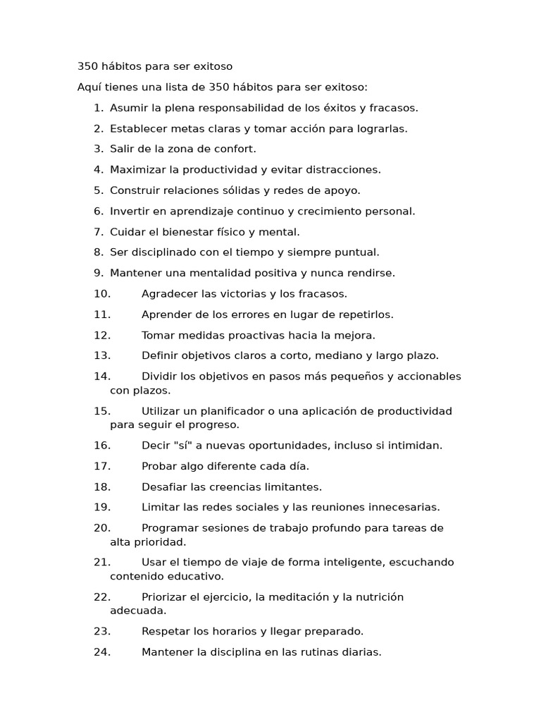 350 Hábitos para el Éxito Personal | PDF | Aprendizaje | Sicología