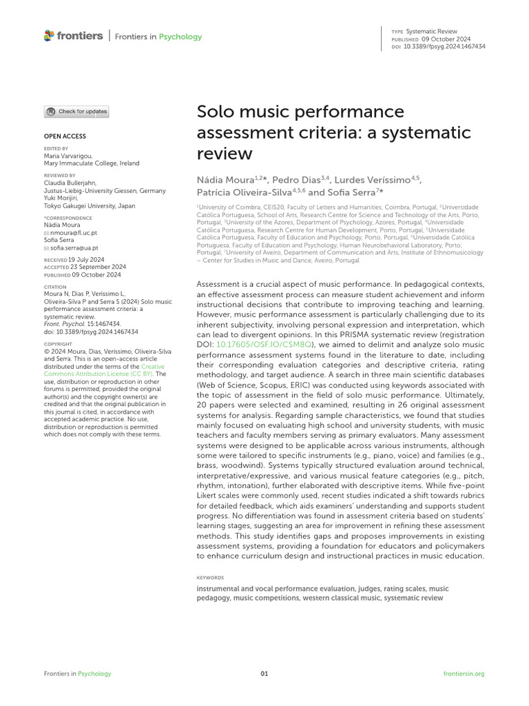 fpsyg-15-1467434 | PDF | Systematic Review | Musical Instruments