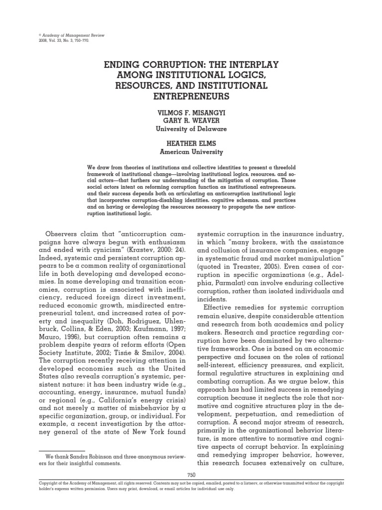 Framework for Ending Corruption | PDF | Corruption | Political Corruption